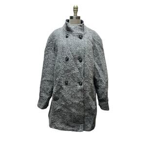DKNY Double Breasted Boucle Wool Coat Grey $400 Plus SZ 22W
